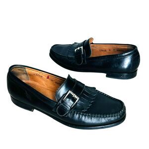 Bruno Magli Mens Shoes Size 9 Black Leather Monk Strap Kiltie Fringe ITALY